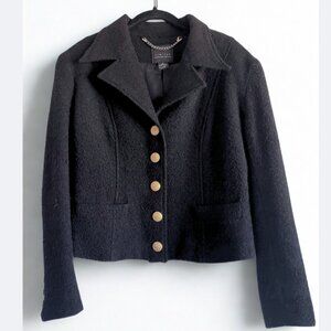 VTG The Limited Wool Boucle Blazer Black Gold Ornate Buttons Size Small USA Made